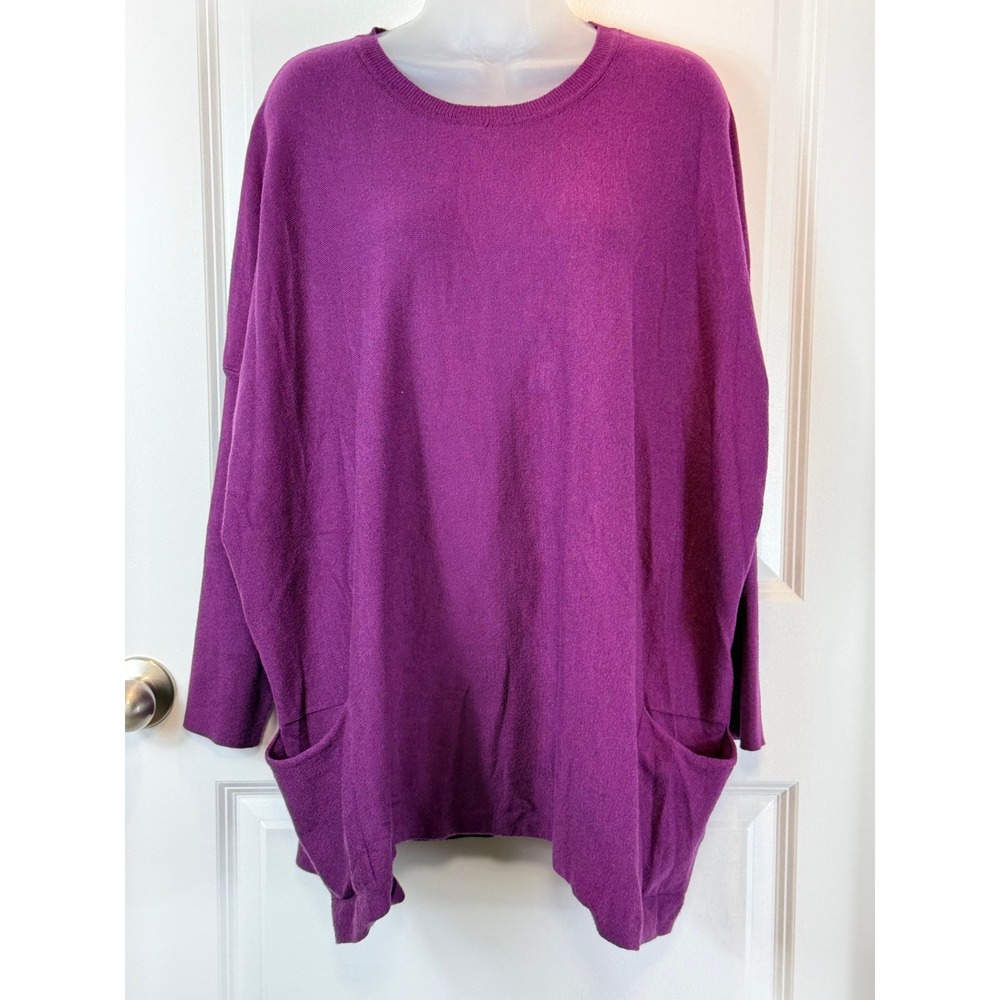 CHICSOUL com Purple Knit Sweater Tunic Top Oversized 2XL‎ XXL Pockets Womens